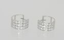 3 Row Huggie Earrings Hinged Hoops 14k White Gold 