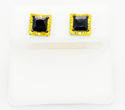 Sterling Silver Black and Yellow Cubic Zirconia St