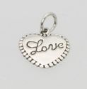 Small Heart Peart with Cursive Love Inscribed .925