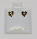 6mm Heart Stud Earrings Clear CZ 14k Yellow Gold S