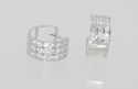 3 Row Huggie Earrings Hinged Hoops 14k White Gold 