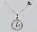 Sterling Silver Floating Letter V CZ Circle Initia