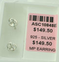 Screw Back Stud Earrings Sterling Silver Clear Mic