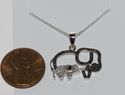 925 Sterling Silver Diamond Pig Pendant Necklace .