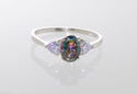 Mystic Topaz Ring Sterling Silver Cubic Zirconia O