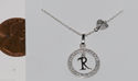 Sterling Silver Floating Letter R CZ Circle Initia