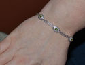 925 Sterling Silver Peridot & .01ct Diamond Bracel