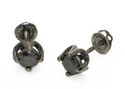 Sterling Silver 6mm Black CZ Stud Earrings with Bl