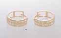 Huggie Earrings Hinged Hoops 14k Yellow Gold 2 Row