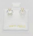 Clear Flower Stud Earrings with Screw Backs 14k Ye