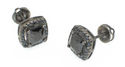 Black CZ Stud Earrings Screwback Sterling Silver M