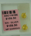 Sterling Silver Yellow Cubic Zirconia Square Stud 