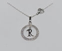 Sterling Silver Floating Letter R CZ Circle Initia