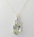 .925 Sterling Silver Diamond & Green Amethyst Neck