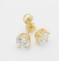 Sterling Silver Gold Plated Cubic Zirconia Stud Ea