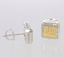 Yellow & White CZ Stud Screwback Earrings .925 Ste