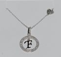 Initial Necklace Letter F Cubic Zirconia Sterling 