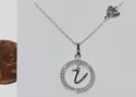 Sterling Silver Floating Letter V CZ Circle Initia