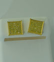 Sterling Silver Yellow Cubic Zirconia Square Stud 