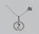 Sterling Silver Floating Letter Z CZ Circle Initia