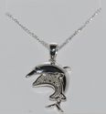 925 Sterling Silver Diamond Dolphin Pendant Neckla