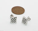 Micropave Stud Earrings Black & White Checker Boar