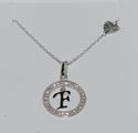 Initial Necklace Letter F Cubic Zirconia Sterling 