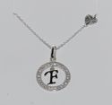 Initial Necklace Letter F Cubic Zirconia Sterling 