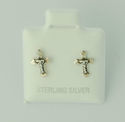 Mini Cross Earrings .925 Sterling Silver Studs 9mm