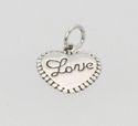 Small Heart Peart with Cursive Love Inscribed .925