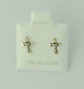 Mini Cross Earrings .925 Sterling Silver Studs 9mm