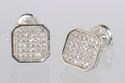 CZ Earrings Sterling Silver Screwback Studs 9mm Cl