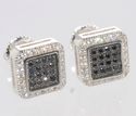 Mens Screwback Earrings Hip Hop Black & White CZ S