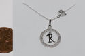 Sterling Silver Floating Letter R CZ Circle Initia