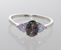 Mystic Topaz Ring Sterling Silver Cubic Zirconia O