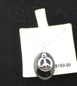 Black Onyx Peace Sign Necklace .925 Sterling Silve