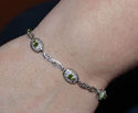 925 Sterling Silver Peridot & .01ct Diamond Bracel