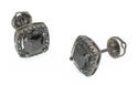 Black CZ Stud Earrings Screwback Sterling Silver M