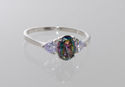 Mystic Topaz Ring Sterling Silver Cubic Zirconia O