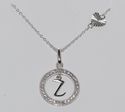 Sterling Silver Floating Letter Z CZ Circle Initia