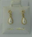 Pearl Earrings 14k Gold Teardrop Dangle CZ Cubic Z