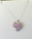 .925 Sterling Silver Pink Sapphire Diamond Heart N