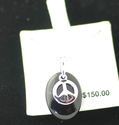 Black Onyx Peace Sign Necklace .925 Sterling Silve