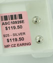 Sterling Silver Stud Earrings Screw Backs Pave Squ