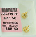 Sterling Silver Stud Earrings Screw Back Yellow CZ