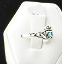 Sterling Silver Aqua CZ Claddagh Irish Celtic Ring