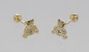 Teddy Bear Stud Earrings 10k Yellow Gold 6mm CZ Sc