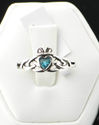 Sterling Silver Aqua CZ Claddagh Irish Celtic Ring