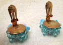 Vintage Clip On Earrings 50s 60s Aqua Blue Shell B