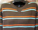 Vintage Mens XL Striped Sweater Wool Blend Brown B